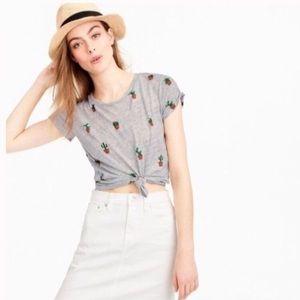 Adorable J. Crew Grey Cactus Print T-Shirt